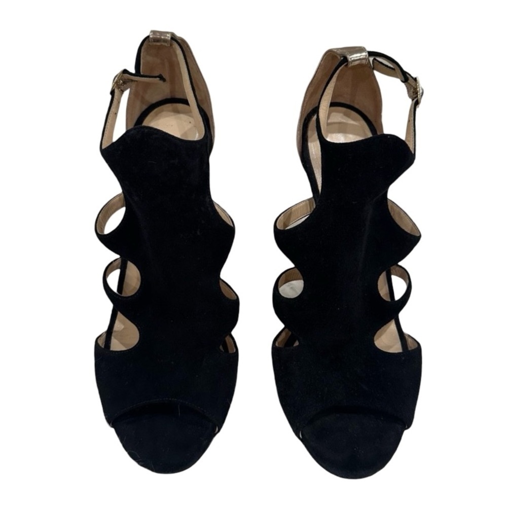 Jimmy Choo Tida Suede Cutout Sandals in Black Suede